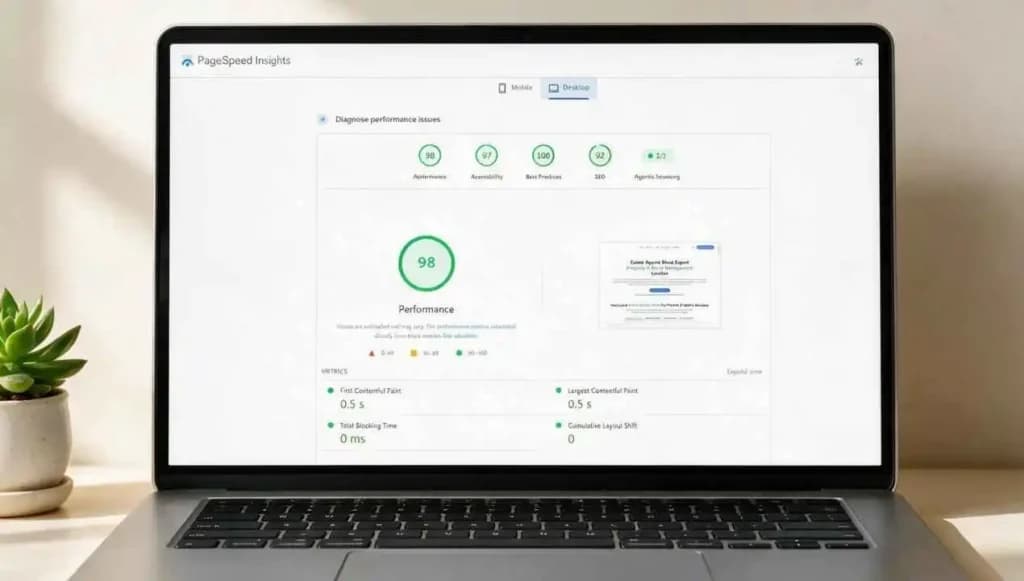 Google PageSpeed Insights tells how fast and stable your website is on desktop