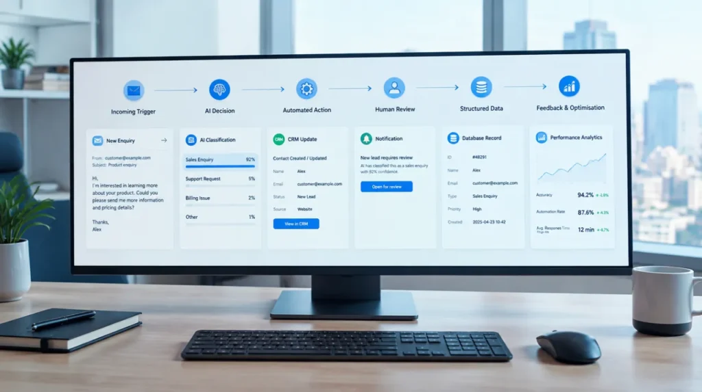 The practical AI workflow automation examples are where a trigger