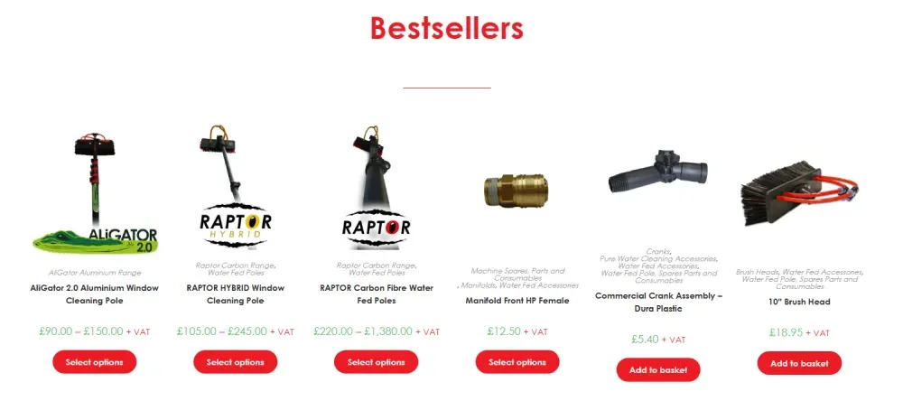 Brodex bestsellers: water-fed poles, parts and brush heads