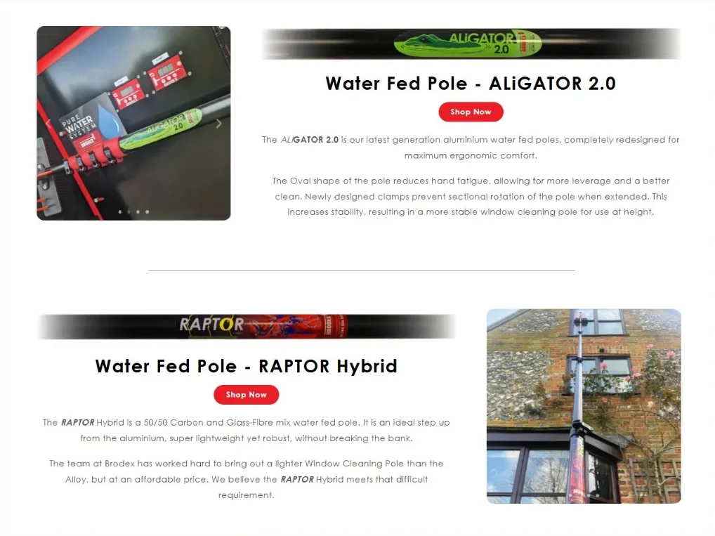 Brodex water-fed pole range: AliGator 2.0 and RAPTOR Hybrid
