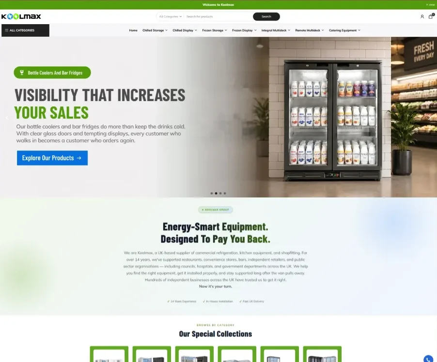 Koolmax Shopify store on desktop