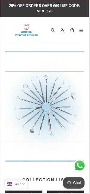Virco British Dental Health website on mobile