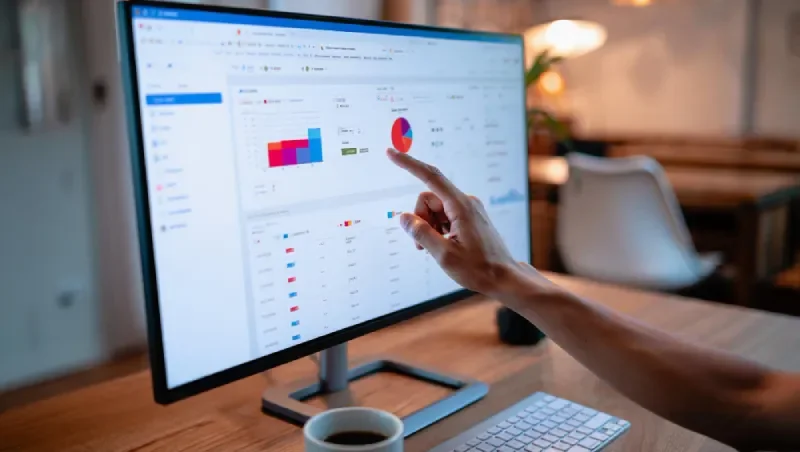 Analyst reviewing Google Display and remarketing campaign performance on a desktop dashboard.