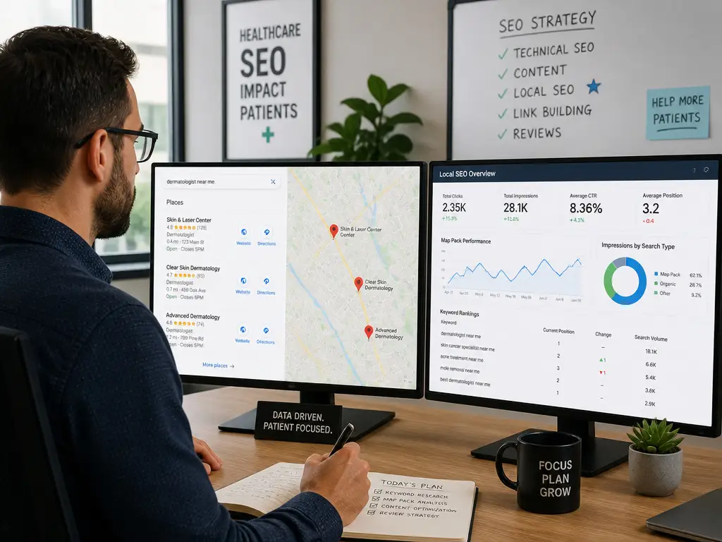 Healthcare organisation improving local search visibility through Google Business Profile and location marketing.