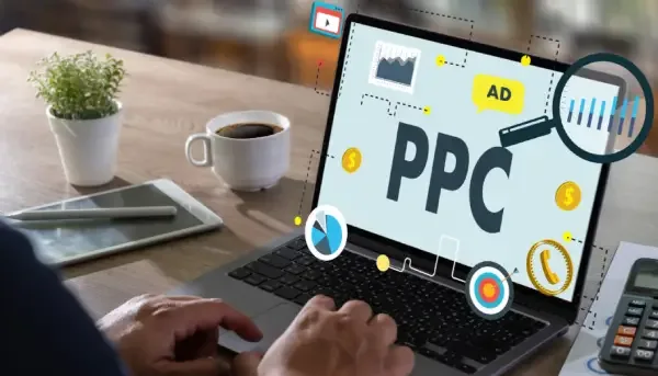PPC and paid media advertising dashboard with campaign performance icons