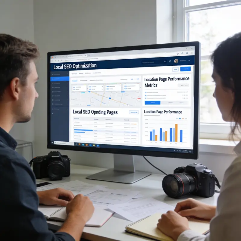 Local landing page optimisation dashboard with location page performance metrics.
