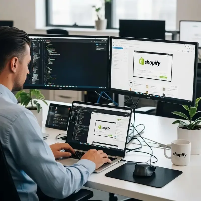Shopify developer working on storefront code and dashboard optimisation