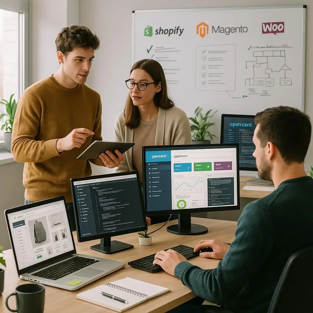 Team integrating Shopify apps and custom ecommerce features across dashboards and code